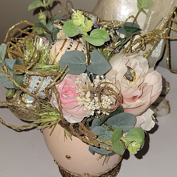 PIER1 EASTER IVORY CAPIZ FLORAL BUTTERFLY EGG GLAMOUR BUNNY CENTERPIECE PIER One - Picture 8 of 14